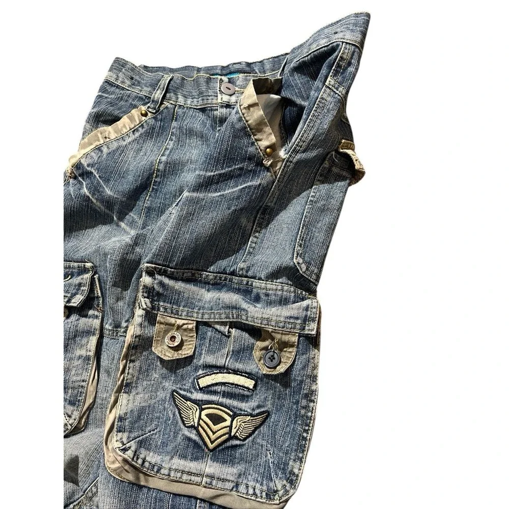 Y2K Gems Baby Spell Out Cargo Jeans hip hop Sz 16 Women’s Sz S